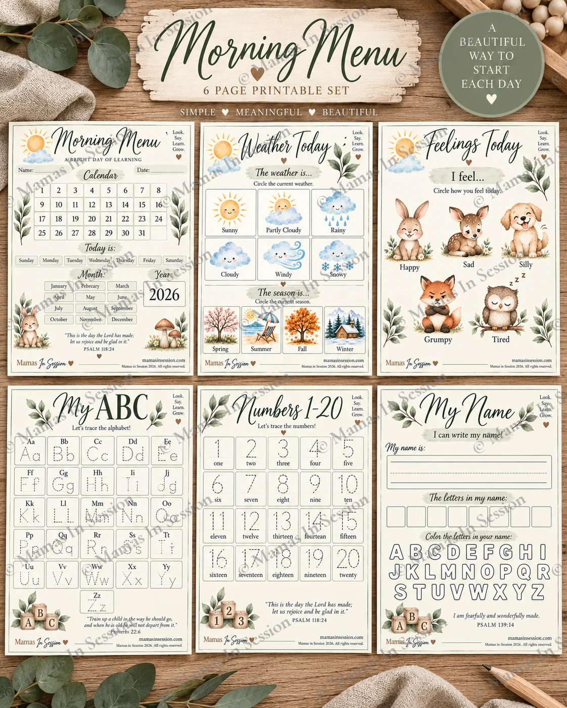 Morning Menu: Toddler & Preschool Learning Printable Bundle