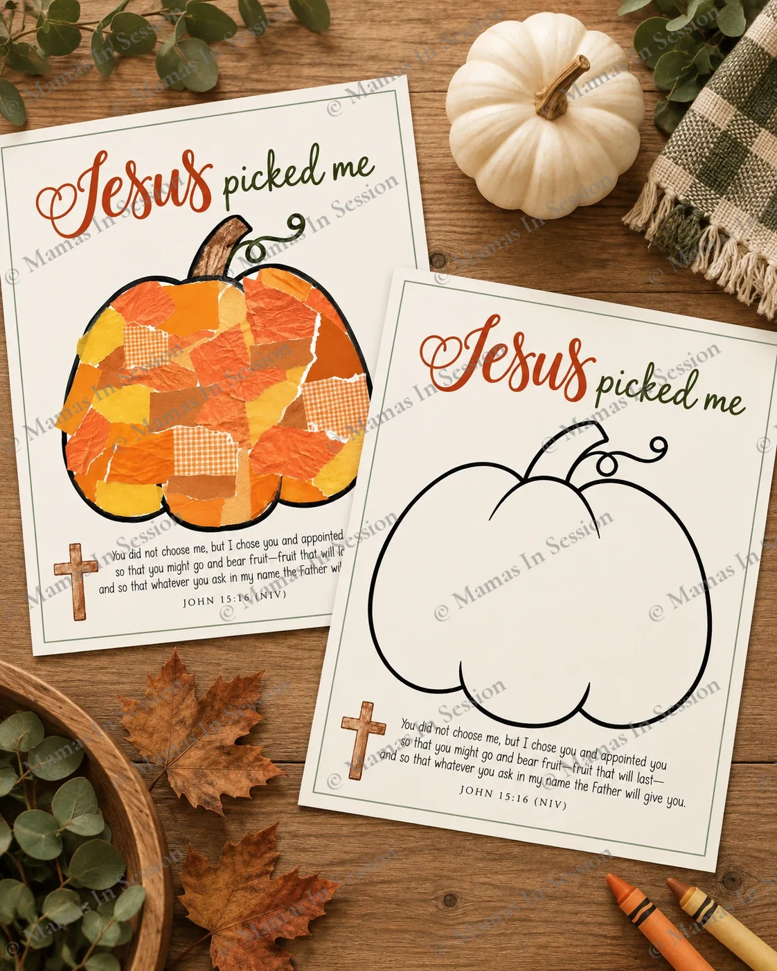 Jesus Picked Me | Christian Fall Pumpkin Torn Paper Craft for Kids