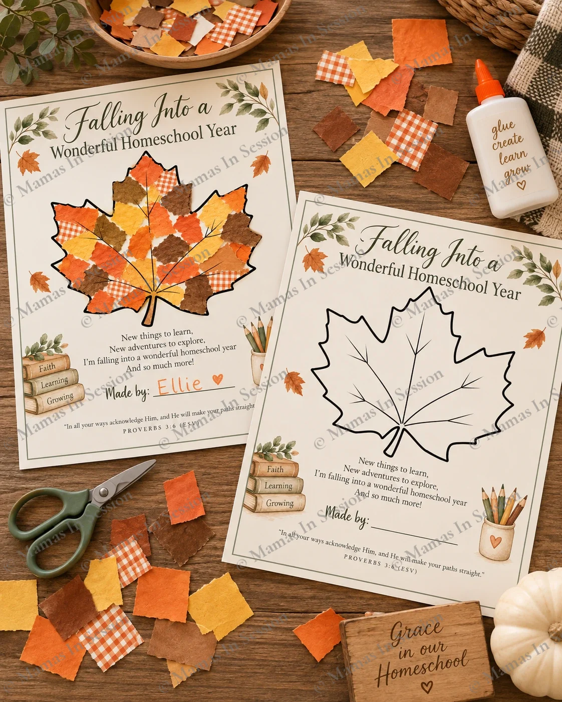 Falling Into a Wonderful Homeschool Year | Christian Fall Torn Paper Leaf Craft