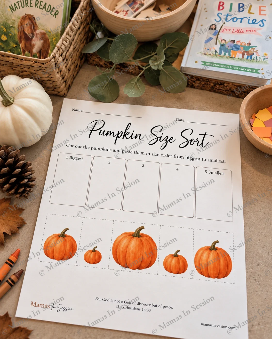 Pumpkin Size Sort | Biggest to Smallest Cut & Paste Activity