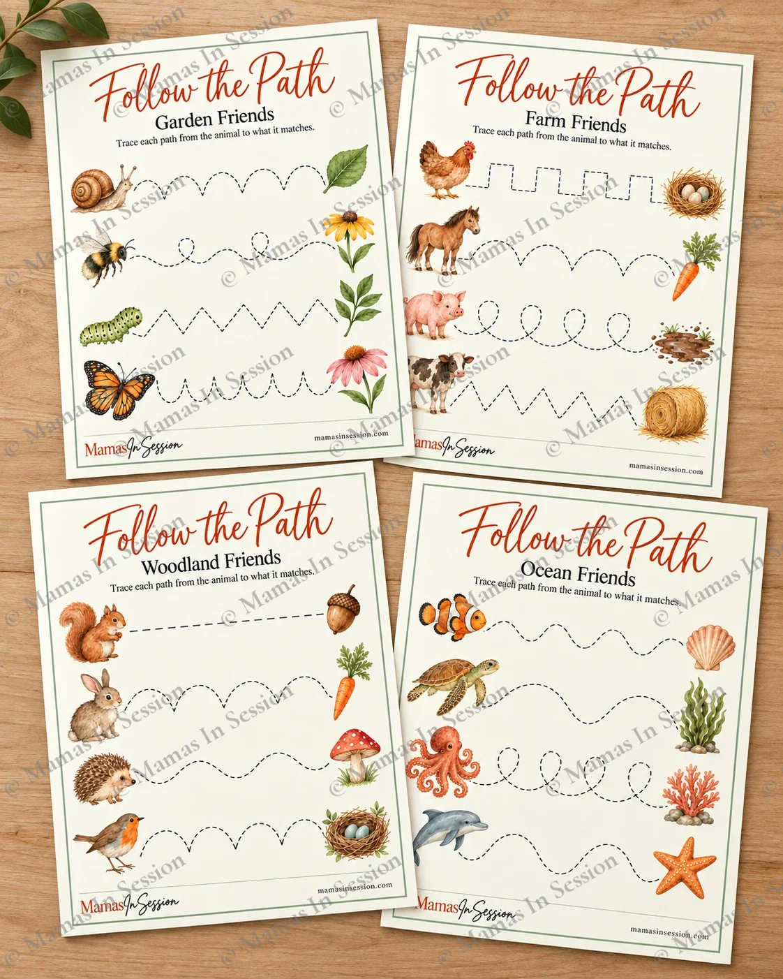 Follow the Path | Pre-Writing Tracing Worksheets for Kids