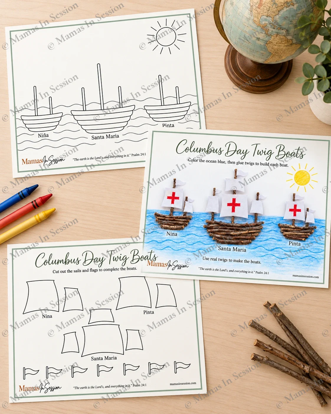 Columbus Day Twig Boats | Nature Craft & Printable Activity